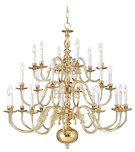 Traditional Holtkoetter Polished Brass Three Tier Chandelier
