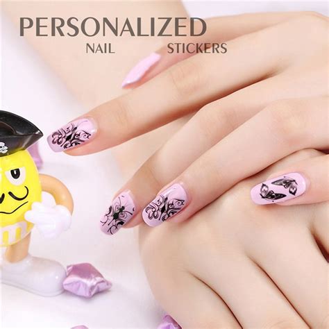 yaoshun diy 3d black nail art stickers decals hot sale diy nail decorations tips accessory