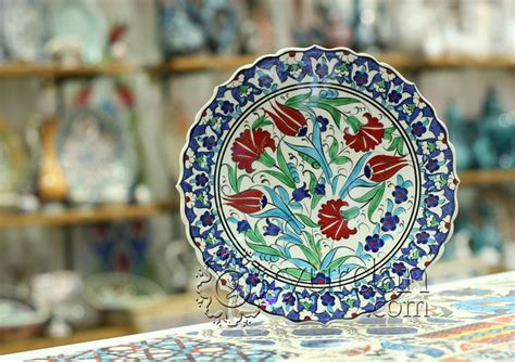 10 25 Cm Hand Painted Turkish Iznik Ceramic Plate With Red Tulip And