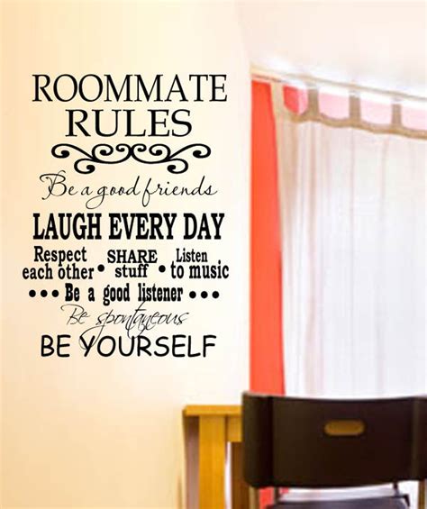 college dorm roommate rules vinyl wall decal with decorative etsy