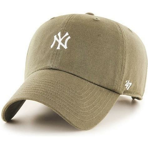 47 Brand Curved Brim Small Logonew York Yankees Mlb Clean Up Brown Cap
