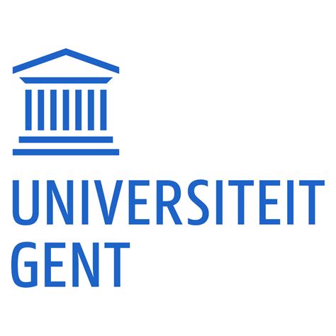 The University Of Gent Logo Is Shown On A White Background With Blue