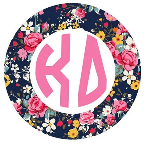 Kappa Delta Sorority 3 Circle Floral Monogram Sticker Kd Etsy