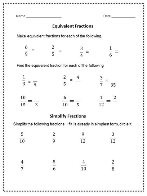 Fractions Review And Simplifying Fractions Worksheets | 99Worksheets