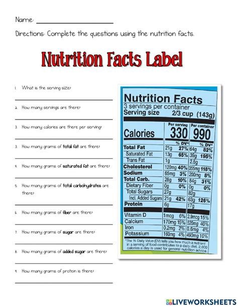 How To Read A Nutrition Label Worksheet Reading Worksheet Printable