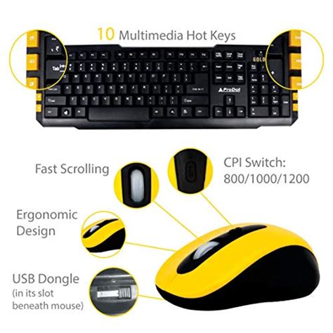 Prodot Tlc 107145 Wireless Multimedia Keyboard And Mouse Combo