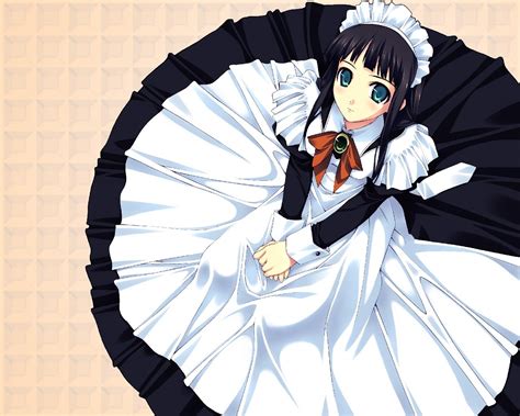 Wallpaper Illustration Brunette Dress Cartoon Cute Girl Posture Mangaka Anime Maid