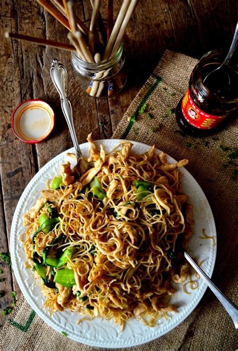 Reduce heat to low, cover with a lid leaving a small crack, and continue cooking for about 20 minutes until the meat is tender. Chicken Pan-Fried Noodles (Gai See Chow Mein) | Recipe ...