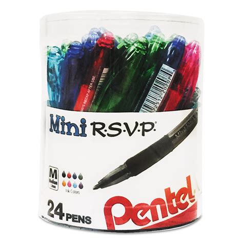Pentel Rsvp Mini Ballpoint Pen 1 Mm Assorted Ink 24pack