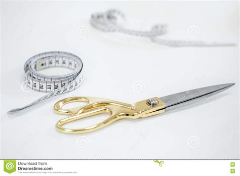 set of sewing scissors measuring tape stock image image of fashion needlework 70497597