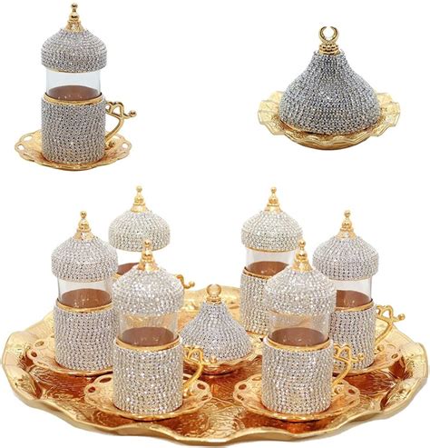 Alisveristime Turkish Tea Glasses Set Saucers Holders Crystal Etsy