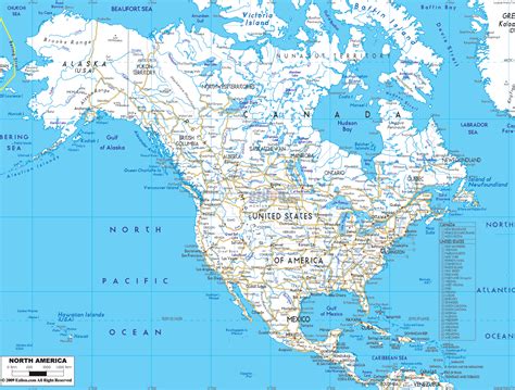 Road Map Of North America Ezilon Maps