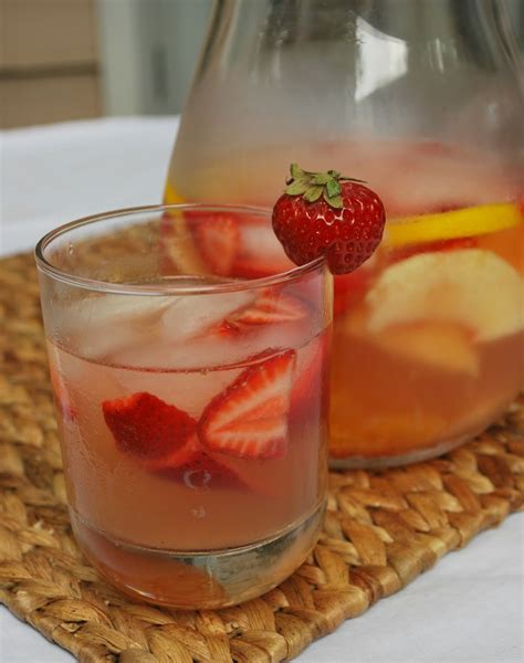 Cheese Please Sparkling Peach Sangria With Strawberry Simple Syrup