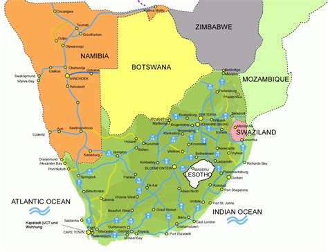 Karten Von Südafrika Mit Straßenkarte Und Regionen