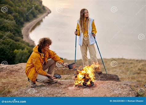 Spring Or Autumn Camping With Campfire At Night Camping Travel