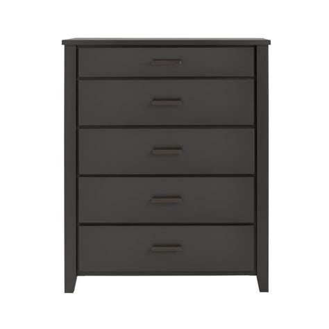 Stylewell Stafford Charcoal Black 5 Drawer Chest Of Drawers 48 In H X