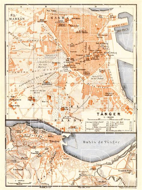 Old Map Of Tánger Tangier And Vicinity Of Tánger In 1929 Buy Vintage