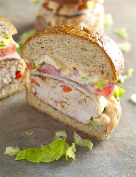 Turkey Cheeseburgers With Provolone And Thousand Island Dressing