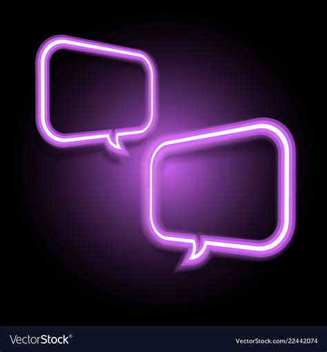 Violet Neon Speech Bubble On Dark Background Vector Image