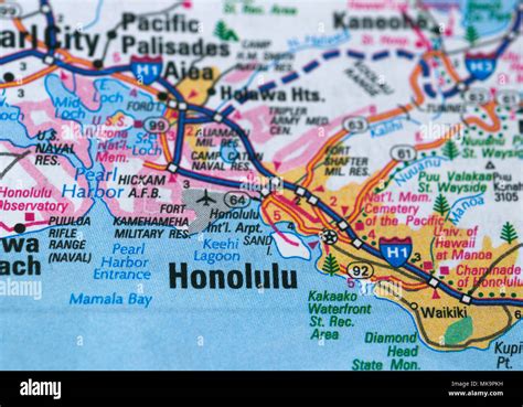 Honolulu City Map Stock Photo Alamy