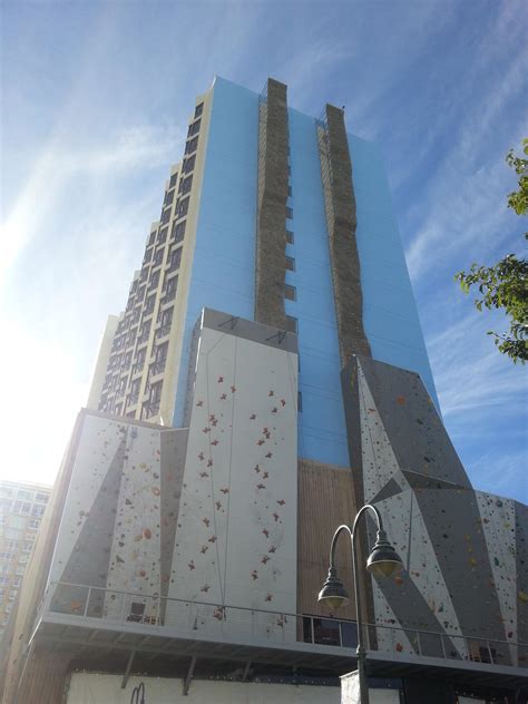 Huge Rock Climbing Wall On Side Of A Building In Reno Nv