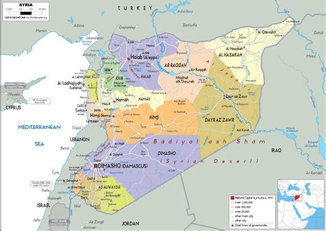 Large Size Political Map Of Syria Worldometer