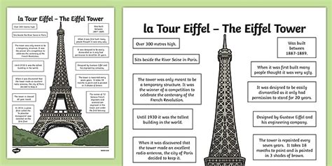 Eiffel Tower Fact Sheet Teacher Made Twinkl