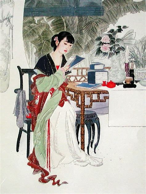 Chinese Beautiful Ladies Painting A Beauty Is Reading 3537006 60cm X