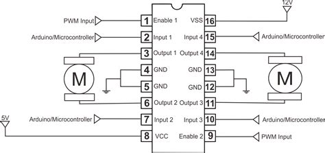 Motor Driver Circuit Using L293d