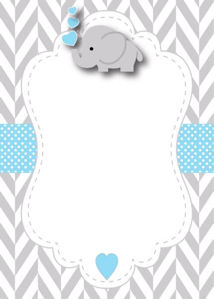 Baby Blue White Gray Elephant 🐘 Baby Shower Invitation