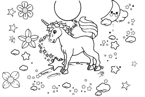 Dibujos De Unicornio En La Luna Para Colorear Para Colorear Pintar E