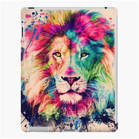 Lion Watercolor Splash Portrait IPad Case Skin For Sale By