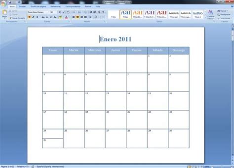 Cómo Crear Calendarios En Word 6 Pasos Con Imágenes Calendario En