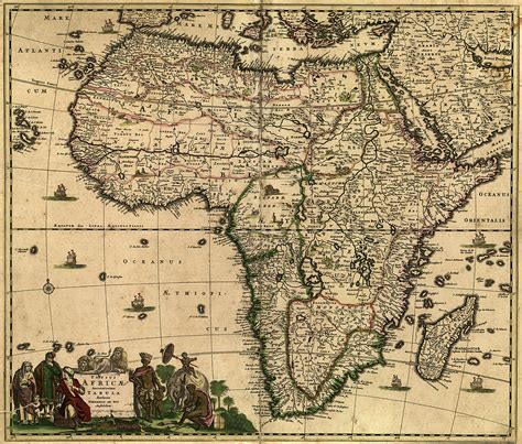 Vintage Map Of Africa 1688 Drawing By Cartographyassociates Fine