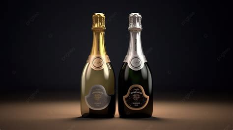 Two Champagne Bottles On Display Realistic 3d Renderings Background