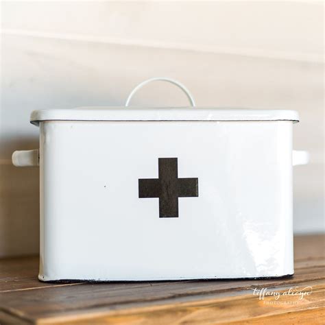 Enameled First Aid Box Vintage Farmhouse Box With Lid Susie