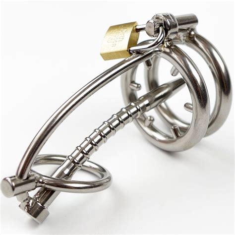 New Stainless Steel Bondage Male Chastity Cage Thorn Ring Urethral Tube