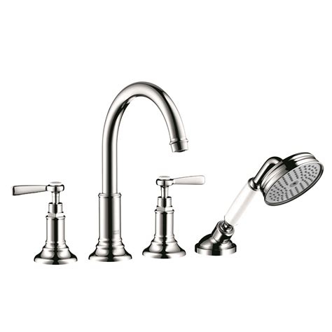 Comes with modern simple look, square straight handheld shower and tub spout, this contemporary bathtub faucet has modern design. Axor Montreux Two Handle Deck Mounted Roman Tub Faucet ...