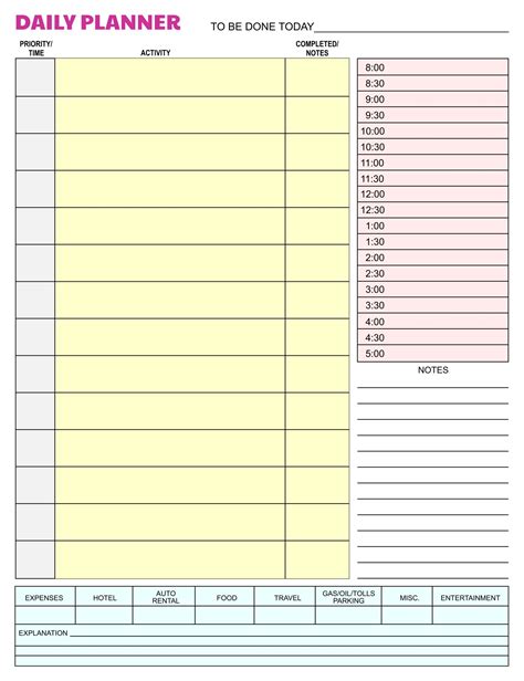 10 Best Hourly Day Planner Printable Pages