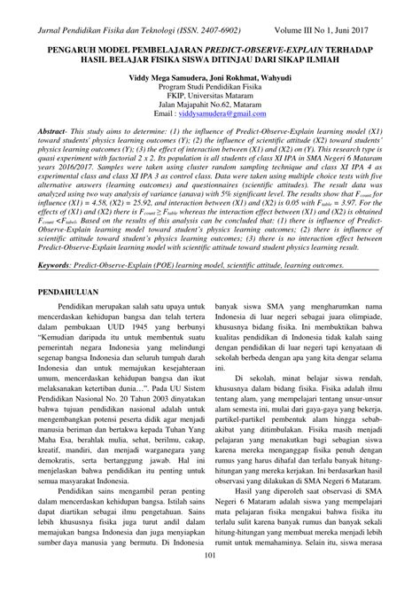 Kumpulan esai tentang manusia, masyarakat, dan kekuasaan. (PDF) PENGARUH MODEL PEMBELAJARAN PREDICT-OBSERVE-EXPLAIN ...