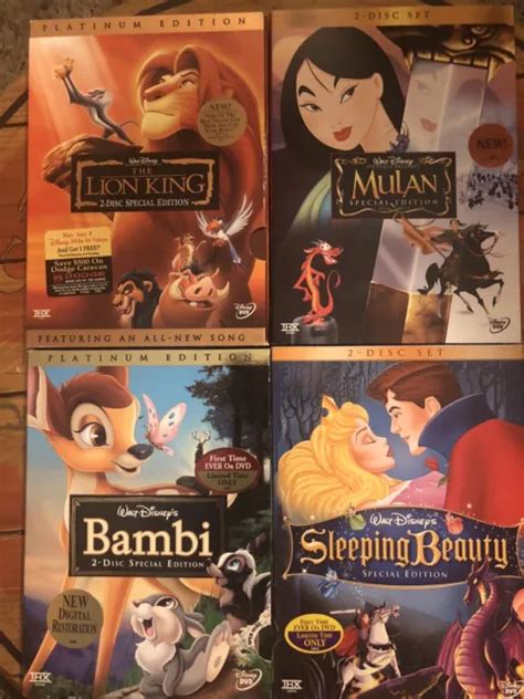 Walt Disney Dvds Lion King Platinum Mulan Bambi Sleeping Beauty Lot Of