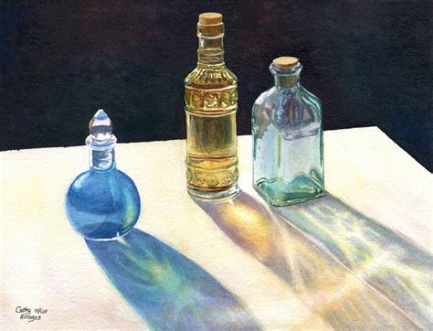 Glass Bottles In Sun Watercolor Still Life Print From Original
