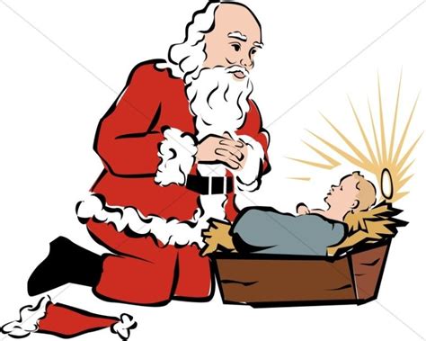 Santa Kneeling Beside Baby Jesus Baby Jesus Clipart Owl Quilt