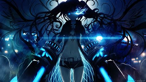 Blue Eyes Long Hair Black Rock Shooter Anime Anime Girls Glowing