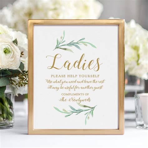 Bathroom Basket Sign Printable Wedding Basket Sign Ladies And
