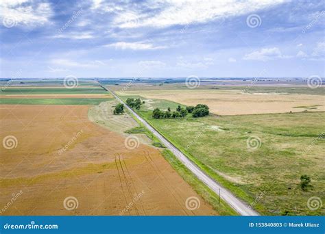 Aerial View Of Rural Nebraska Landscape Stock Image Image Of Bale