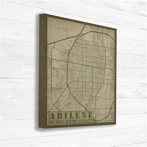 Abilene Texas City Street Map By Printed Marketplace Etsy
