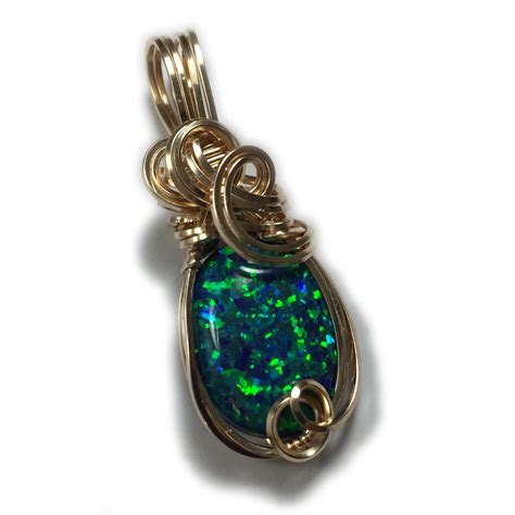 Black Opal Necklace Pendant 14k Gold Filled Jewelry For Women Lab