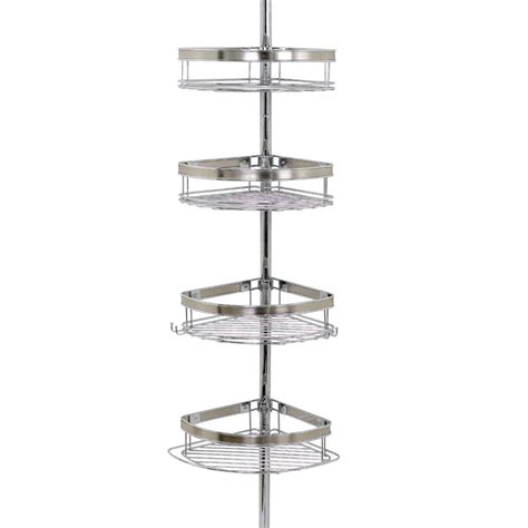 Idesign milo metal wire hanging shower caddy, baskets and towel bar for shampoo, conditioner, and soap with hooks for razors, towels, and more, 4.25 x 9 x 21.25, chrome. Zenna Home Premium Metal Pole Shower Caddy in Chrome ...