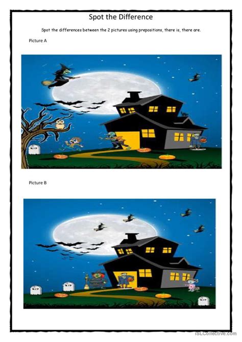 Spot The Difference Halloween Warmer English Esl Worksheets Pdf And Doc